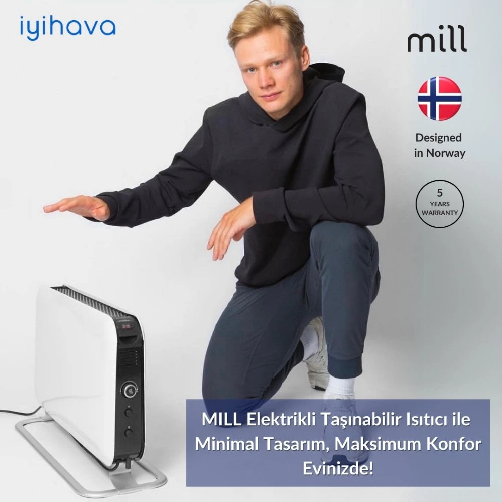 Mill Elektrikli Taşınabilir Panel Isıtıcı Wi-Fi Bağlantılı 1200W - Görsel 3