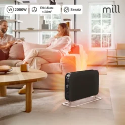 Alternative view of Mill Elektrikli Taşınabilir Panel Isıtıcı 2000W – Siyah