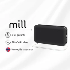 Mill Elektrikli Taşınabilir Panel Isıtıcı 2000W – Siyah