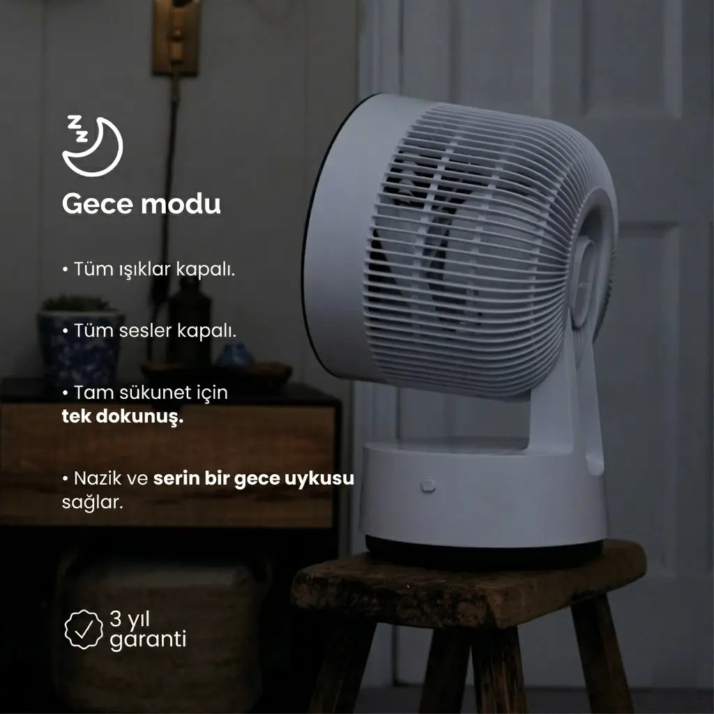 Meaco Sefte® 8" Bataryalı Ultra Sessiz Masaüstü Vantilatör – Uyku Modlu Ve Enerji Tasarruflu Serinletici Fan - Görsel 6